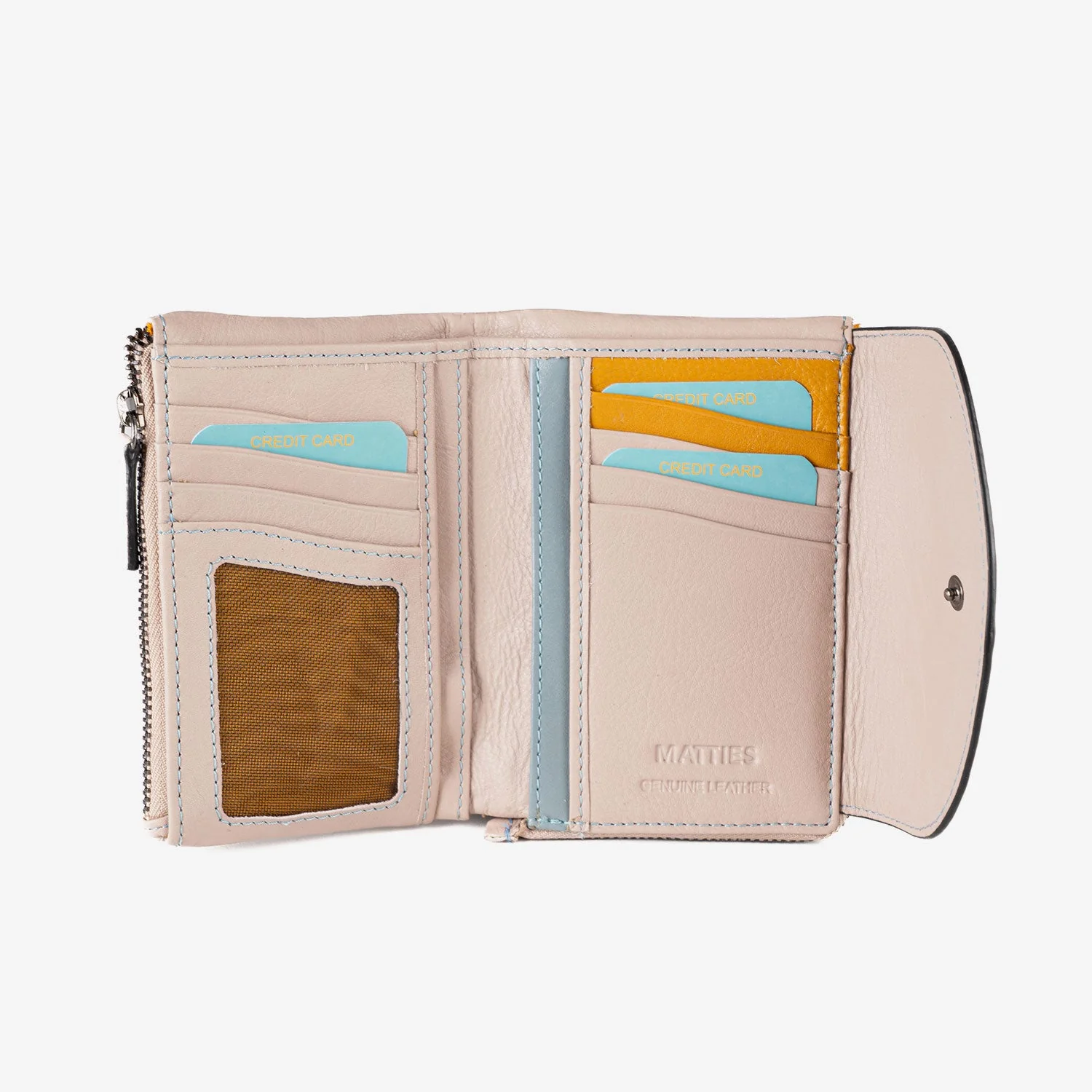 Cartera de piel para mujer, Serie stitch leather. 13.5x9.5 cm - Image 5